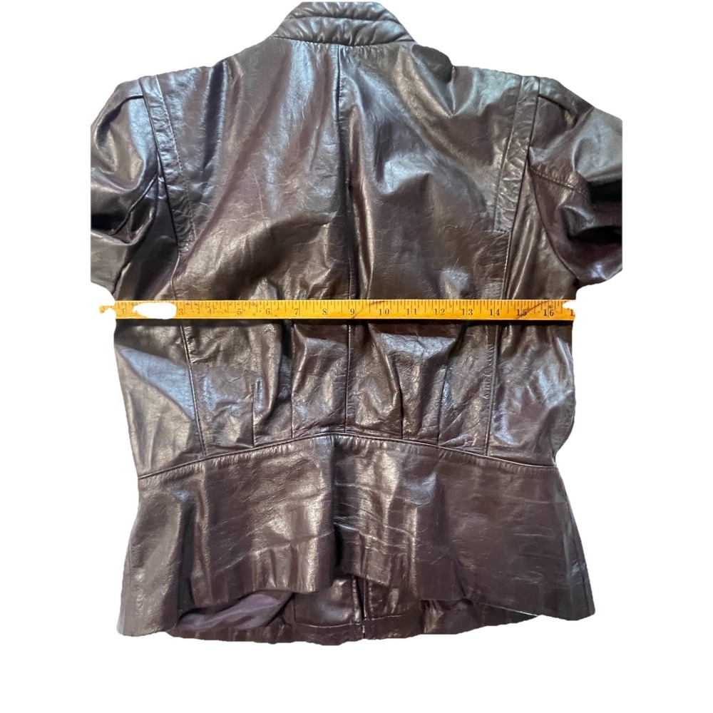 Vintage Berman's Maroon Leather Jacket Women's Sz 12 M/L Puff Shoulder Fitted - Picture 11 of 11